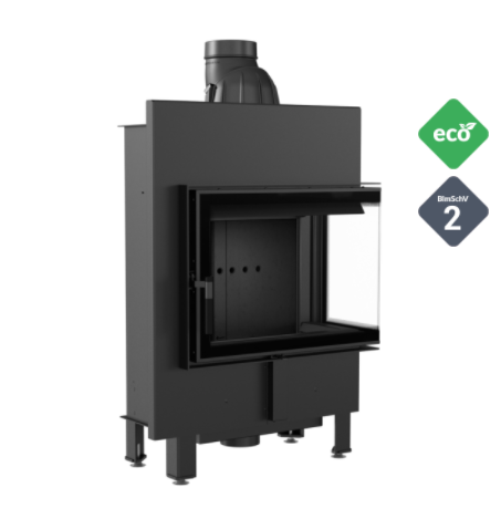 Zobrazit detail zboží: KRATKI LUCY 12kW SLIM BS Pravá BLACK krbová vložka (Rohová)